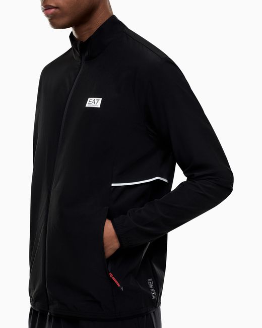 EA7 Blue Dynamic Athlete Zip-Up Sweatshirt for men