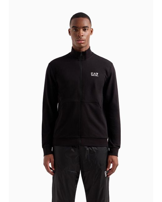 EA7 Visibility Sweatshirt Mit Reißverschluss Aus Baumwolle in Black für Herren
