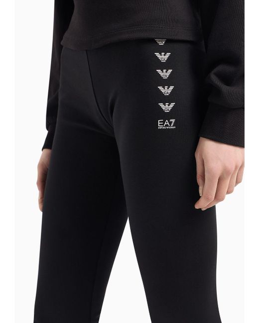 EA7 Black Logo Series Leggings With Eagle Logo