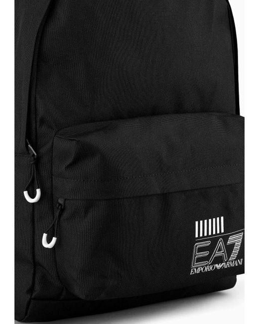 EA7 Black Asv Recycled-fabric Train Core Backpack