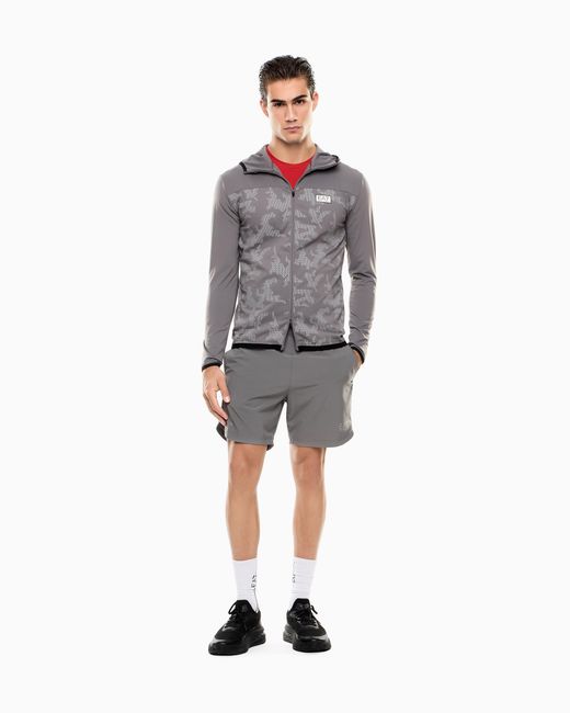 EA7 Gray Dynamic Athlete Hooded Sweatshirt for men