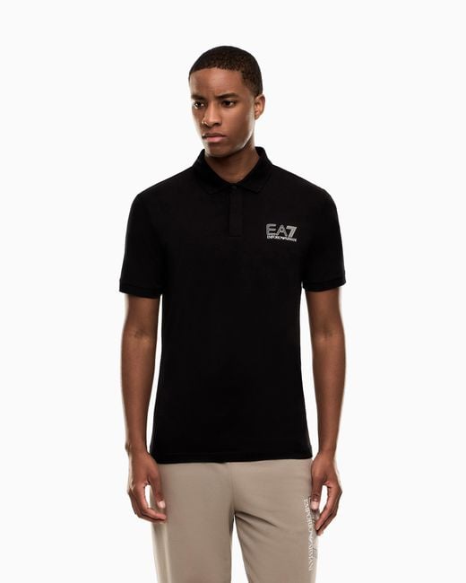 EA7 Black Visibility Cotton Jersey T-Shirt for men