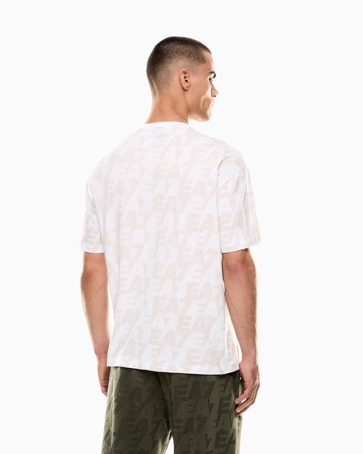 EA7 White Asv Logo Series Organic-Cotton Crew-Neck T-Shirt for men