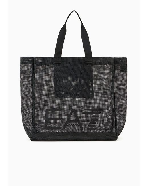 EA7 Black Shopper Bag With Oversized Logo