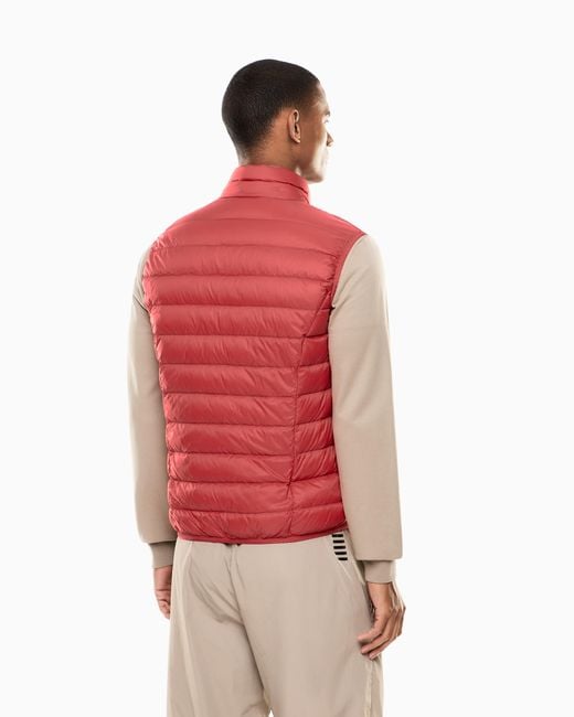 EA7 Red Packable Gilet With Zip And Down Padding Core Identity for men