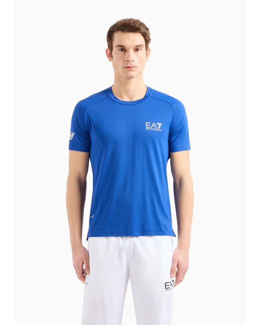 T-shirt Tennis Pro In Tessuto Tecnico Ventus7 di EA7 in Blue da Uomo