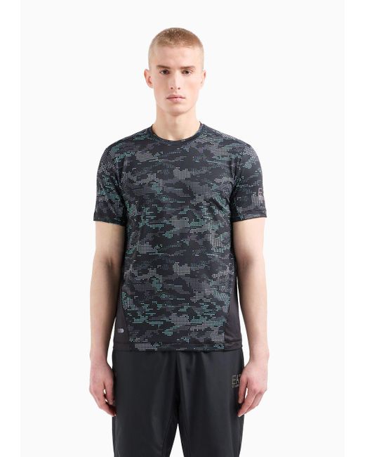 T-shirt Con Stampa Dynamic Athlete In Tessuto Tecnico Ventus7 di EA7 in Black da Uomo