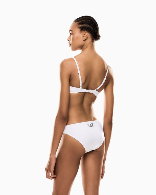EA7 White Push-Up Bralette Bikini With Logo