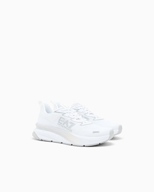 EA7 White Sneaker Crusher Sonic Mesh With Dual-Density Cushioning