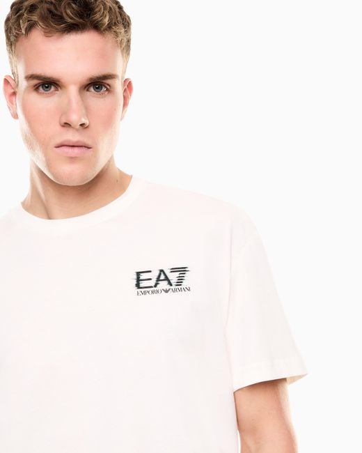 EA7 White Visibility Cotton Jersey T-Shirt for men