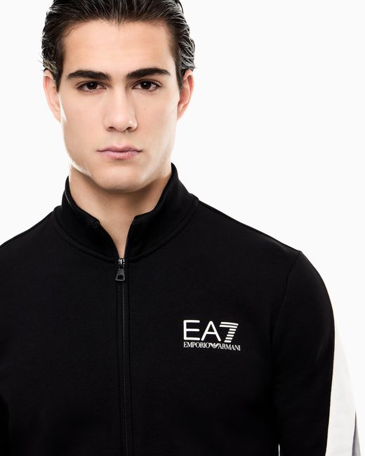 EA7 Black Summer Block Pure Cotton Tracksuit for men