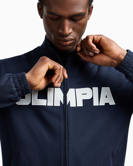 EA7 Blue Olimpia Milano Zip-Up Sweatshirt for men