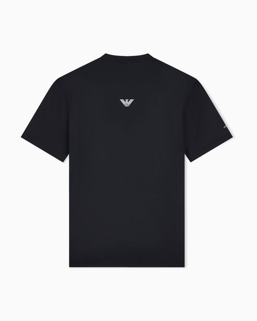 EA7 Black Jersey T-Shirt Tennis Pro Regular Fit With Rib Details for men