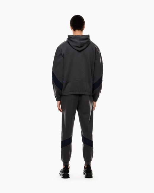 EA7 Blue Athletic Colour Block Cotton-Blend Tracksuit for men