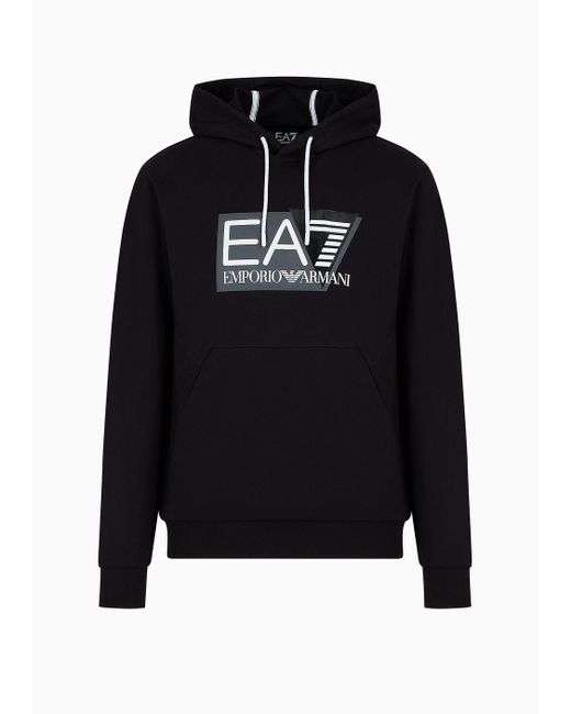 EA7 Visibility Sweatshirt Mit Kapuze Aus Baumwolle in Black für Herren