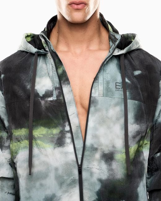 EA7 Green Dynamic Athlete Hooded Jacket for men
