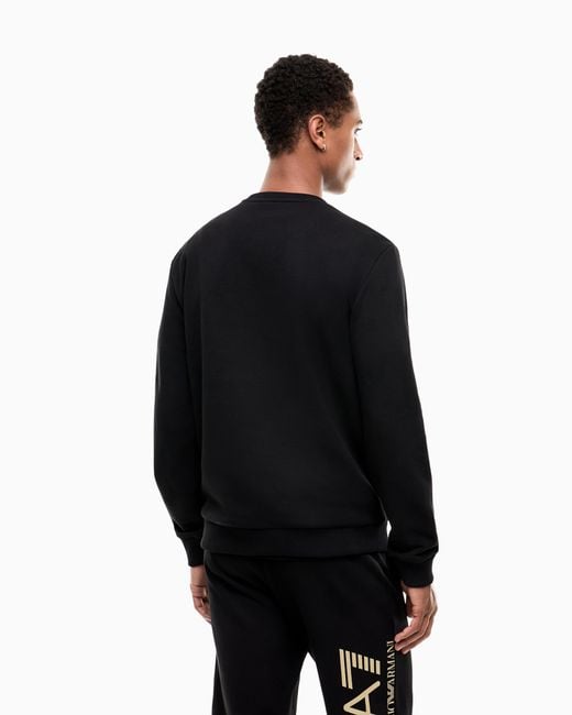 EA7 Black Sweatshirt Logo Series Regular Fit Cotton Jersey for men