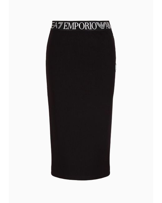 EA7 Black Dynamic Athlete Long Skirt In Asv Natural Ventus7 Technical Fabric