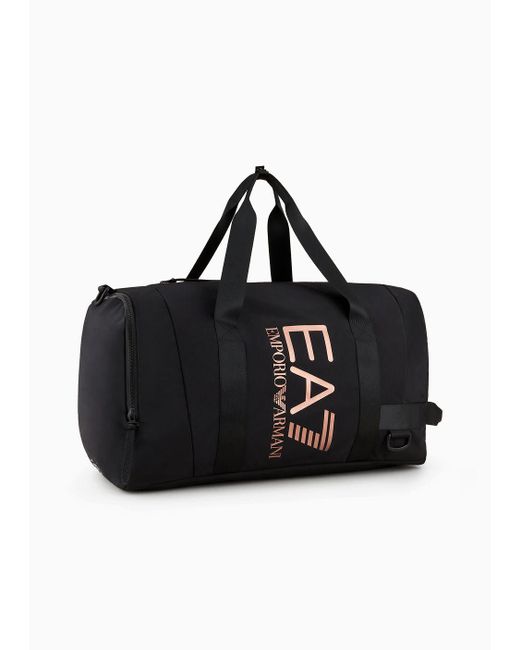 EA7 Black Duffel Bag With Oversized Logo