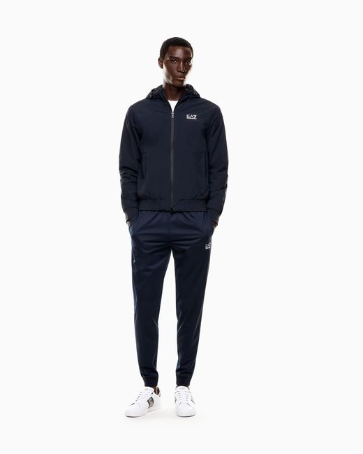 EA7 Blue Core Identity Hooded Bomber for men