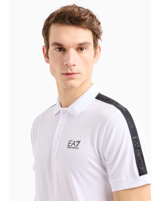EA7 White Logo Series Cotton Polo Shirt for men
