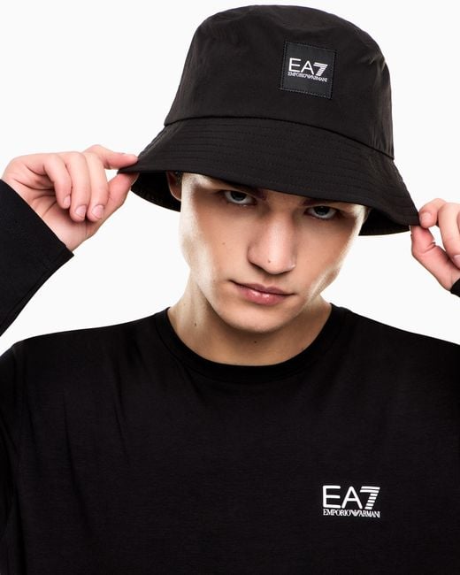 EA7 Black Technical Fabric Hat With Logo