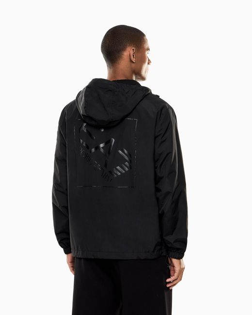 EA7 Black Logo Series Nylon Hooded Jacket for men