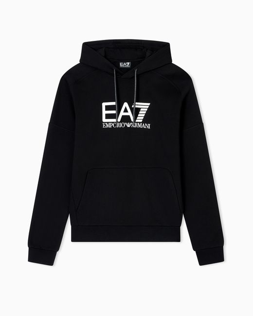 Felpa Con Cappuccio Visibility di EA7 in Black da Uomo