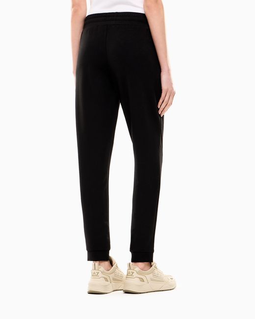 EA7 Black Viscose Joggers With A Studded Logo And Drawstring Evolution