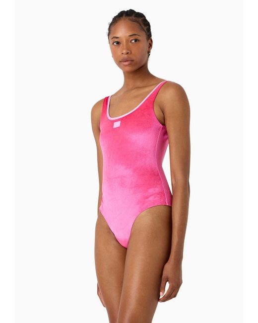 EA7 Pink Velvet One-piece Swimsuit