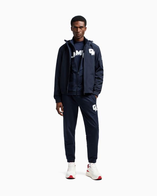 EA7 Blue Olimpia Milano Jacket With Hood And Zip for men