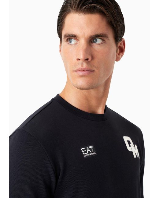 EA7 "olimpia Milano"-sweatshirt Mit Rundhalsausschnitt Aus Baumwoll-sweatjersey in Blue für Herren