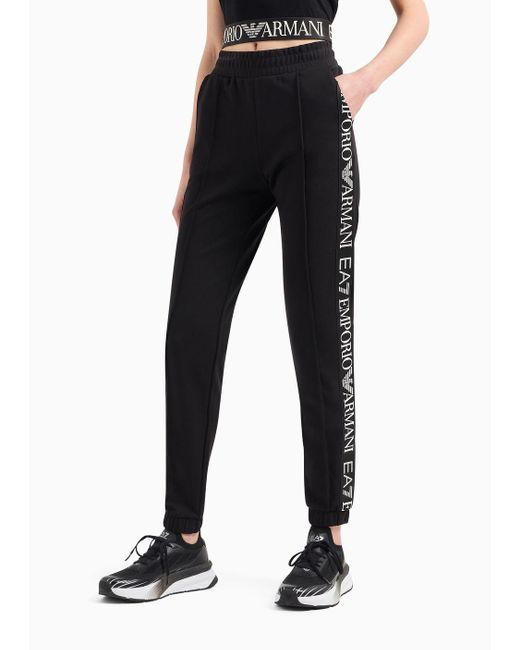 Pantaloni Jogger Shiny In Cotone Stretch di EA7 in Black