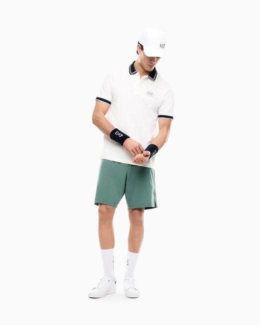 EA7 Green Tennis Pro Shorts for men