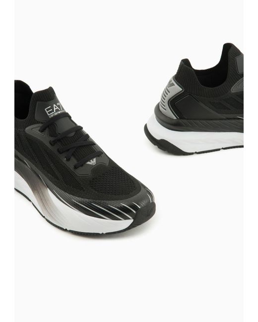 EA7 Black Crusher Distance Sonic Knit Sneakers