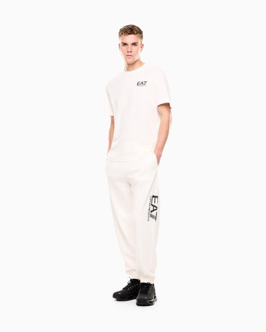 EA7 White Visibility Cotton Joggers for men