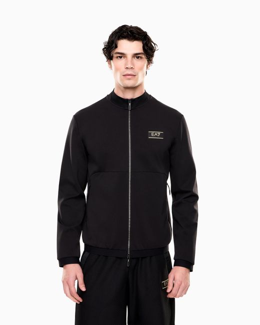 EA7 Blue Stretch Viscose-Blend Sweatshirt for men
