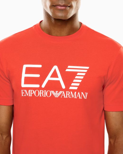 EA7 Red Slim-Fit T-Shirt Core Identity for men