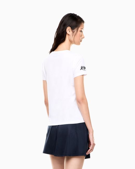 EA7 White Nitto Atp Finals Crew Neck T-Shirt With Event Logo