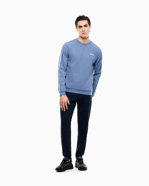 EA7 Blue Logo Series Cotton-Blend Interlock Sweatshirt for men