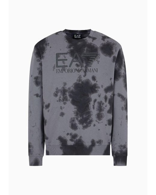 EA7 Gray Unisex Tie-dye Cotton Sweatshirt