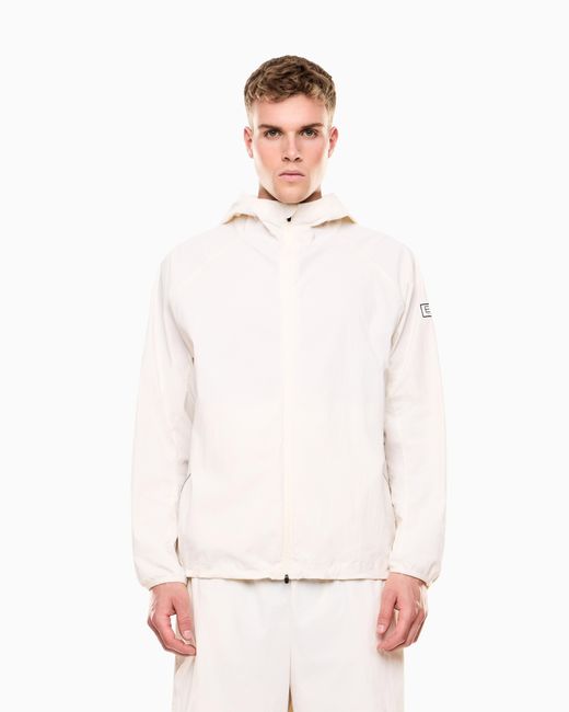 EA7 White Ventus7 Technical Fabric Hooded Sweatshirt for men