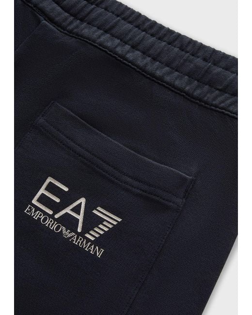 EA7 Blue Cotton Logo Series Joggers for men