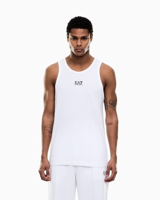 EA7 White Core Identity Cotton Jersey Tank Top for men