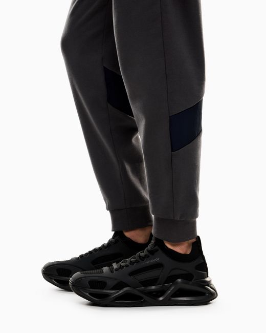 EA7 Blue Athletic Colour Block Cotton-Blend Tracksuit for men