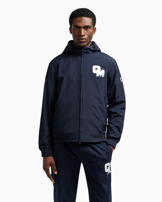 EA7 Blue Olimpia Milano Jacket With Hood And Zip for men