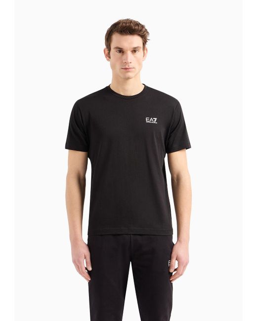 EA7 Black Logo Series Cotton Jersey Crew-neck T-shirt for men