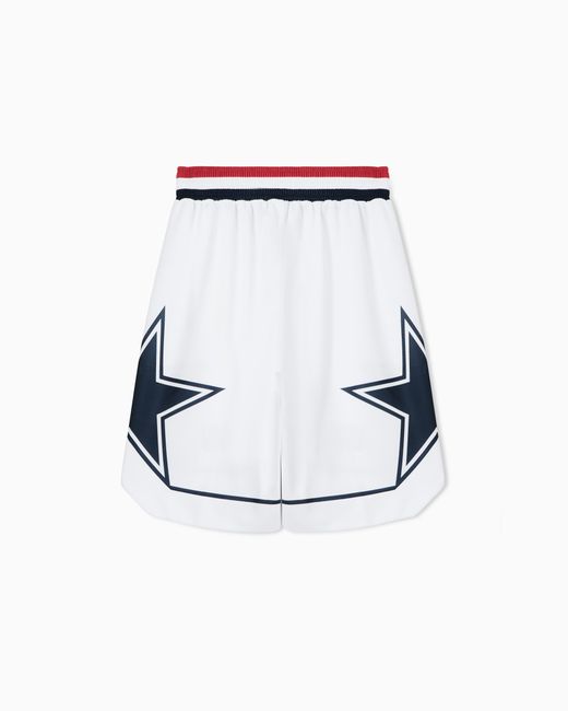 EA7 White Shorts Replica Olimpia Milano Eurolega 25/26 for men