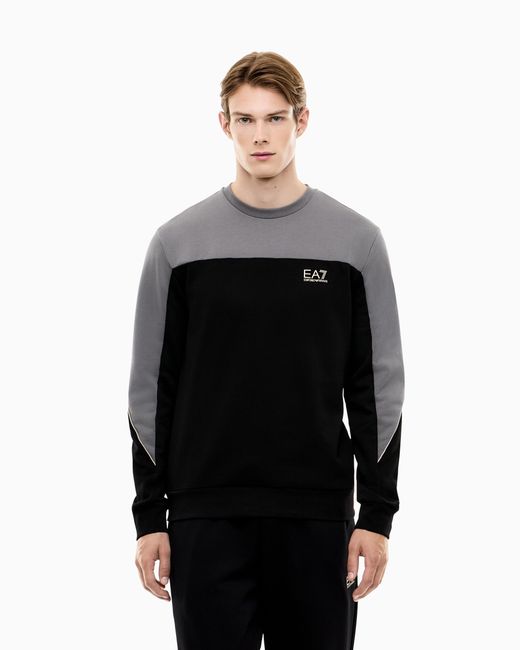 EA7 Black Jersey Sweatshirt Athletic Cotton Regular Fit for men