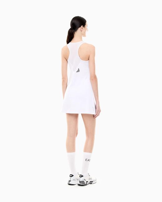 EA7 White Ventus Dress Sleeveless With Mesh And Shorts Tennis Pro